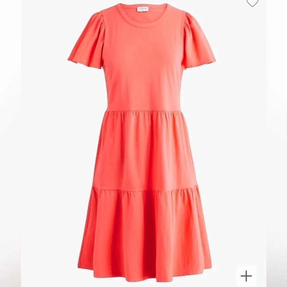 J crew dark coral Knit tiered mini dress